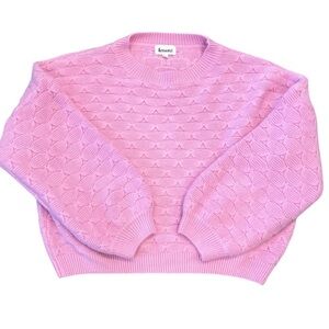 &MERCI Women’s Large Barbie Pink Cropped Crew Neck Sweater